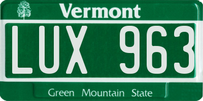 VT license plate LUX963