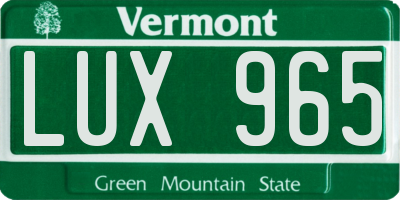 VT license plate LUX965