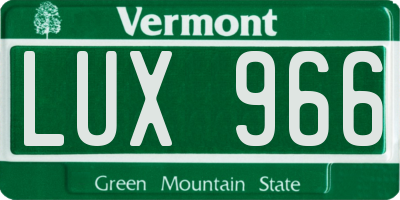 VT license plate LUX966