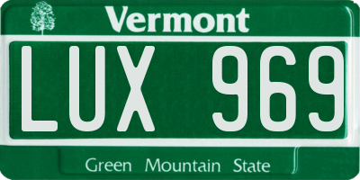 VT license plate LUX969