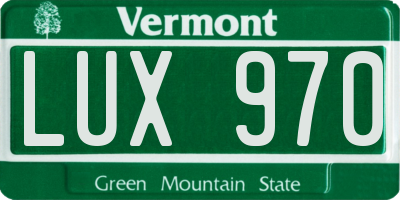 VT license plate LUX970