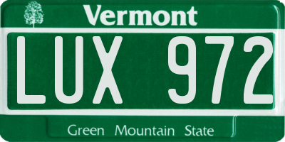 VT license plate LUX972