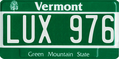 VT license plate LUX976