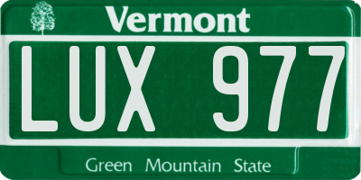 VT license plate LUX977
