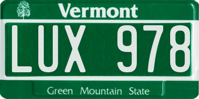 VT license plate LUX978