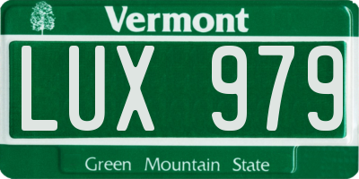 VT license plate LUX979