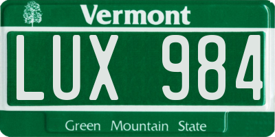 VT license plate LUX984