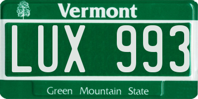VT license plate LUX993
