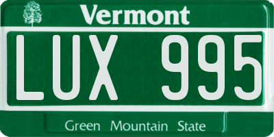 VT license plate LUX995