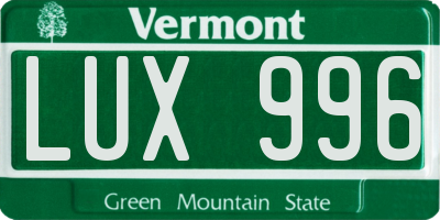 VT license plate LUX996