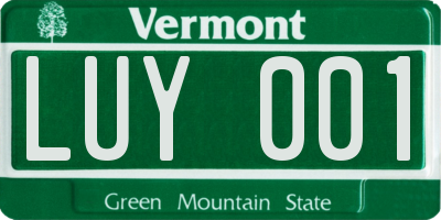 VT license plate LUY001