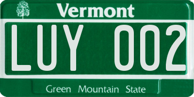 VT license plate LUY002