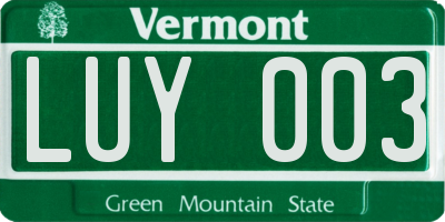 VT license plate LUY003