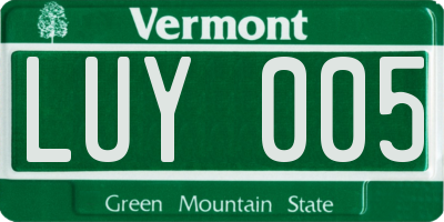 VT license plate LUY005