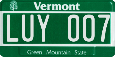 VT license plate LUY007