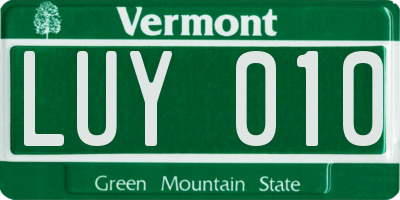VT license plate LUY010