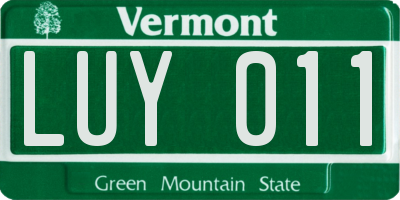 VT license plate LUY011
