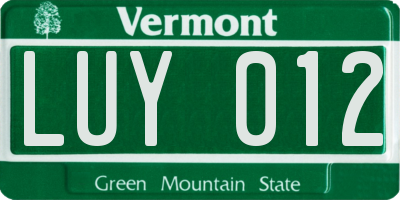 VT license plate LUY012