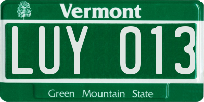 VT license plate LUY013