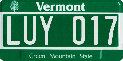 VT license plate LUY017
