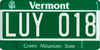 VT license plate LUY018