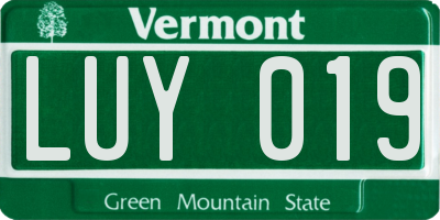 VT license plate LUY019