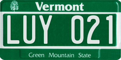 VT license plate LUY021
