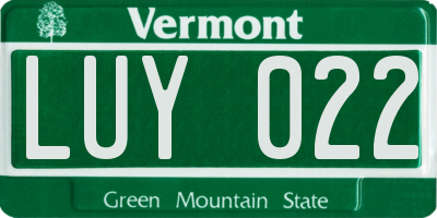 VT license plate LUY022