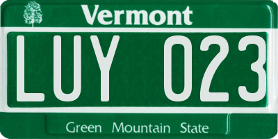 VT license plate LUY023