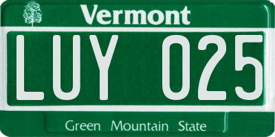 VT license plate LUY025