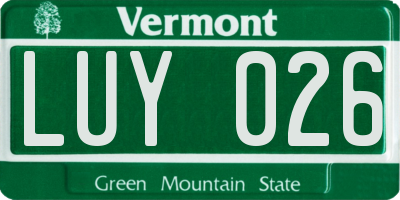 VT license plate LUY026