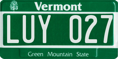 VT license plate LUY027