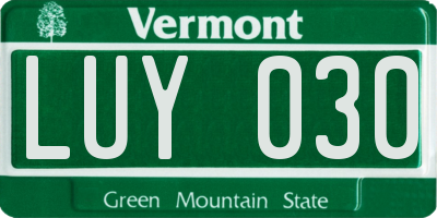 VT license plate LUY030