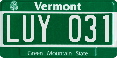 VT license plate LUY031
