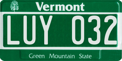 VT license plate LUY032