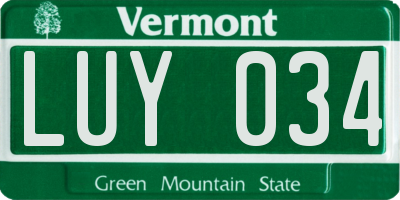 VT license plate LUY034