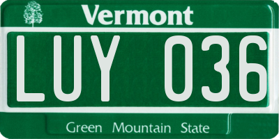 VT license plate LUY036