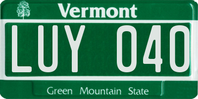 VT license plate LUY040