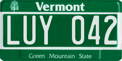 VT license plate LUY042