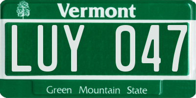 VT license plate LUY047