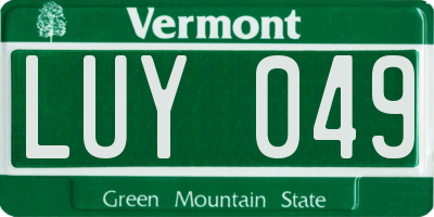 VT license plate LUY049