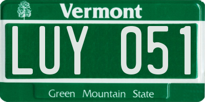 VT license plate LUY051