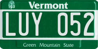 VT license plate LUY052