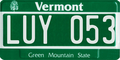VT license plate LUY053