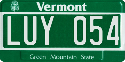 VT license plate LUY054