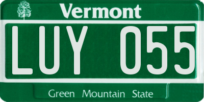 VT license plate LUY055