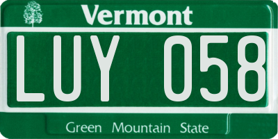 VT license plate LUY058