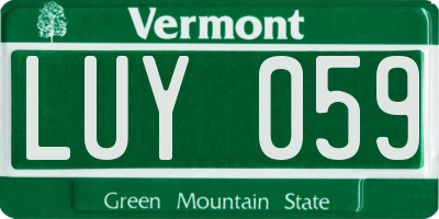 VT license plate LUY059
