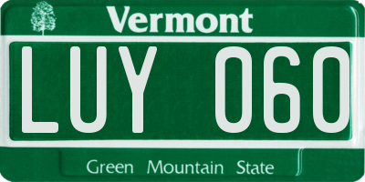 VT license plate LUY060