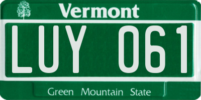 VT license plate LUY061